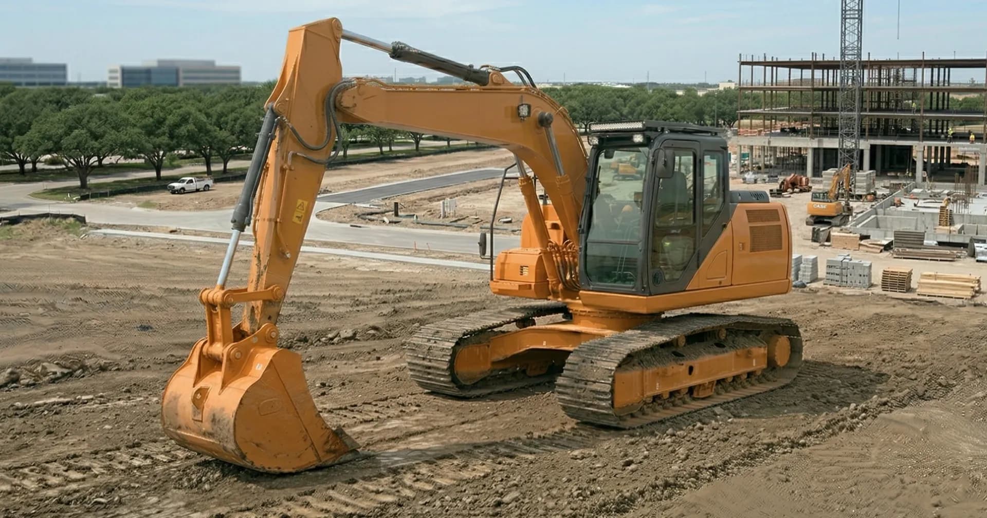 Heavy equipment on a construction job site